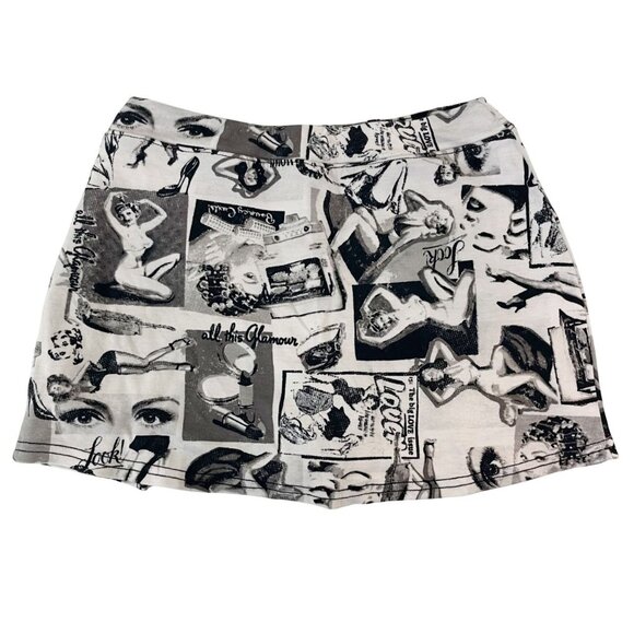 Urban Outfitters Grace Print Skort Newspaper Micro Pull On Y2K Size XS - Picture 2 of 7